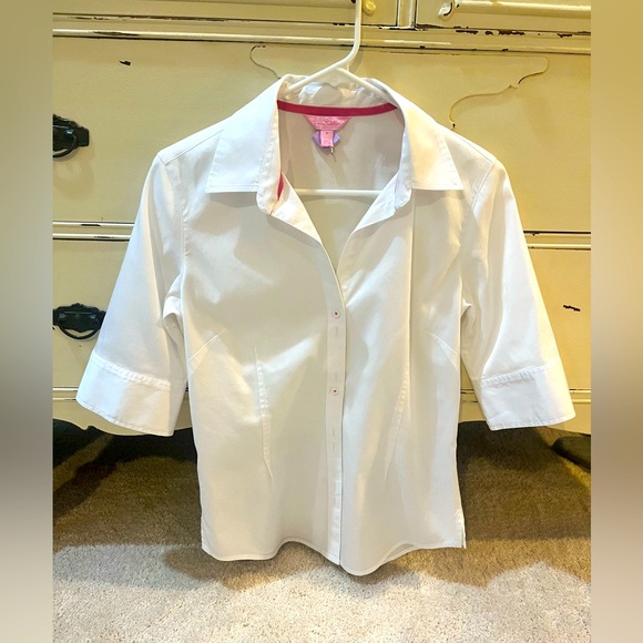 Lilly Pulitzer Tops - Lilly Pulitzer White Button-Up Blouse Three Quarter Sleeve Size 8